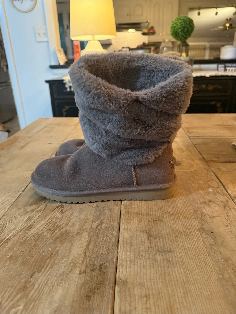 UGG Women's Fold-Over Faux-Fur Winter Boots - Gray